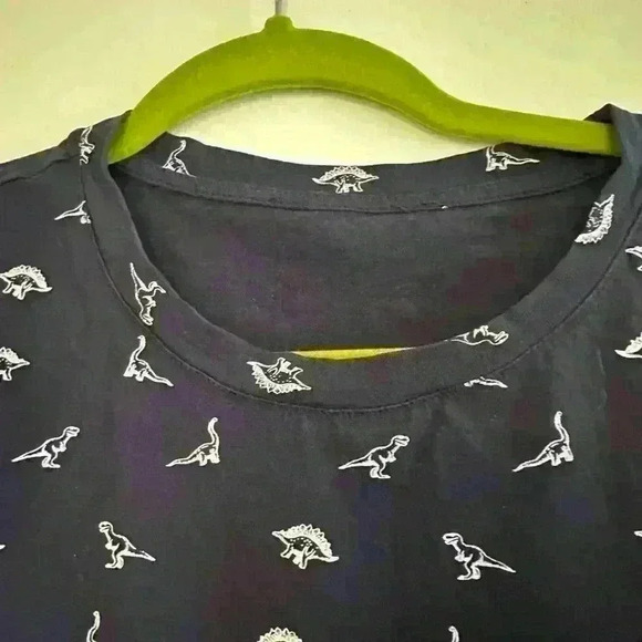 Dinosaur pattern novelty graphic tee Navy/white Men’s L Bronto/T-Rex/ stego - Picture 5 of 8